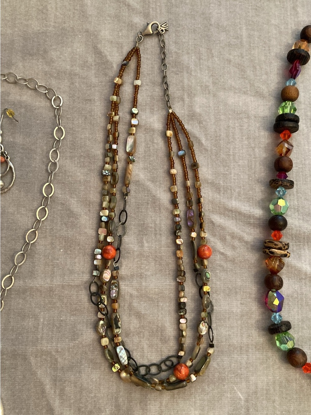 Silpada Brown and Orange Layered Beaded Necklace with Metallic Accents